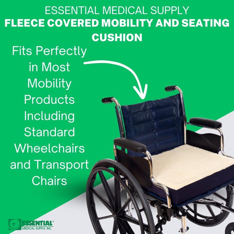 Essential Medical Supply Fleece Covered Wheelchair Cushion - 18" x 16" x 3" - Image 4